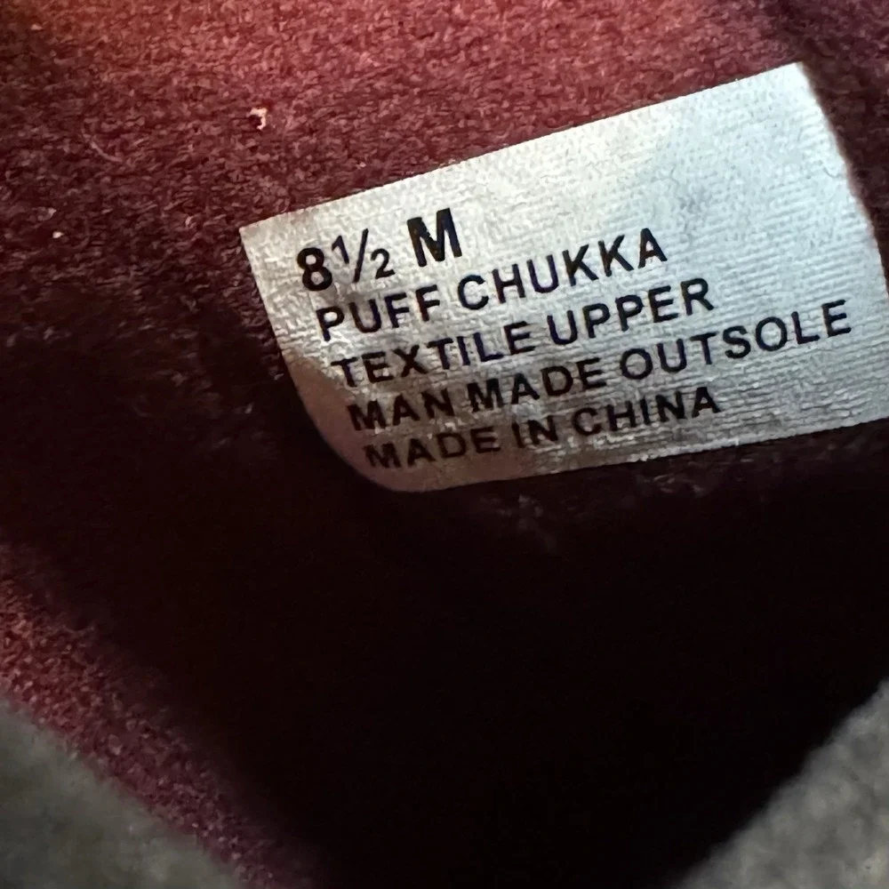 NWT Hurley Puff Chukka Slip On Shoes Men's 8.5 Black Burgundy Puffer Casual